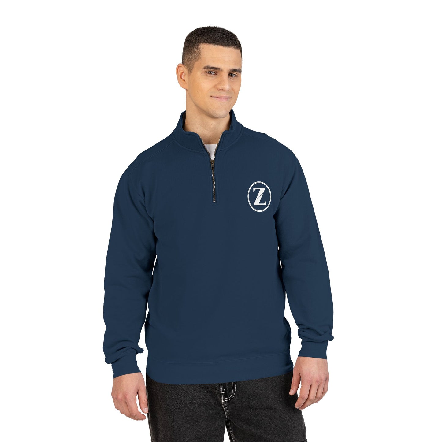 Circle Z Logo Quarter-Zip Sweatshirt | Minimal Monogram Chest Emblem