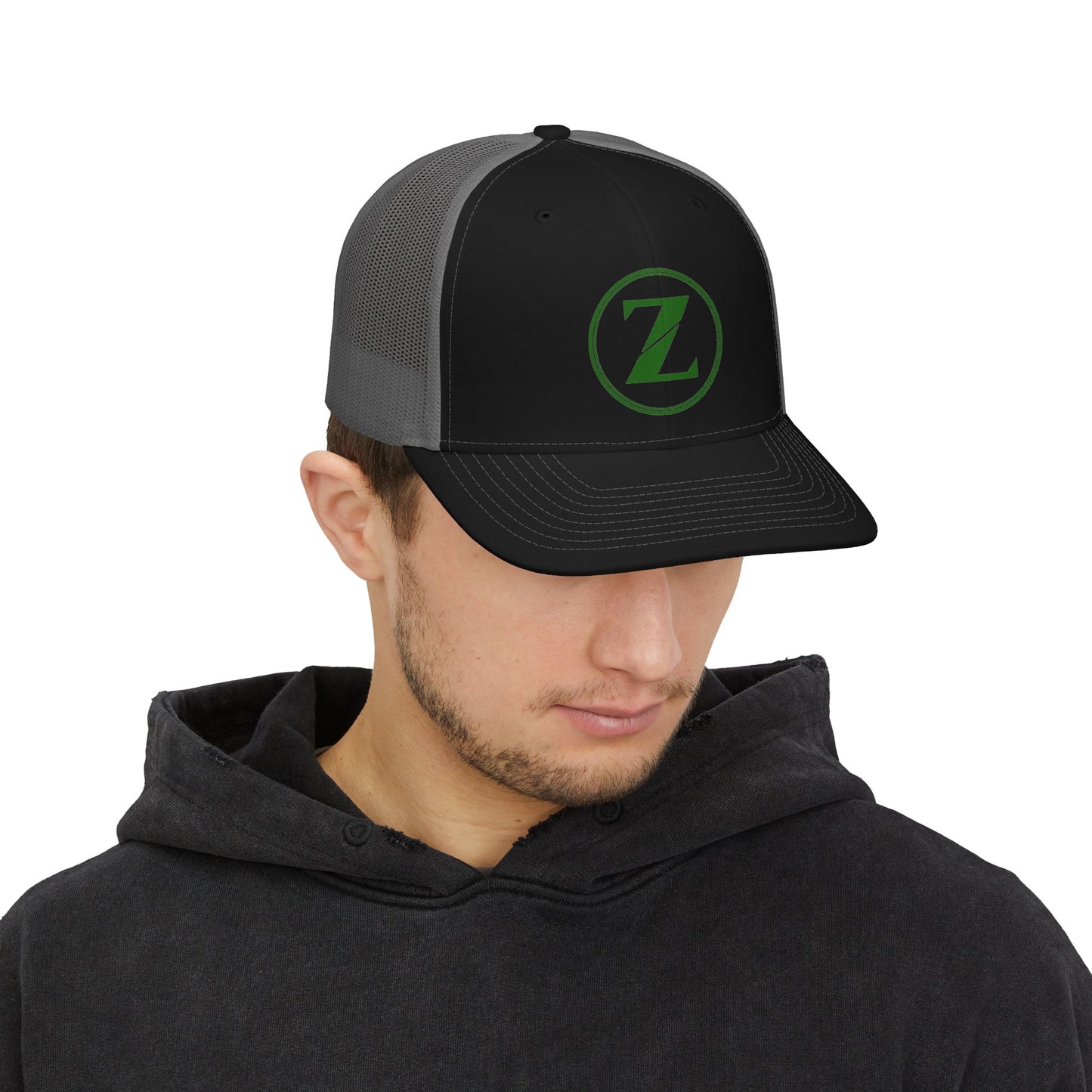 Z Logo Trucker Cap — Green Circle Snapback Mesh Hat