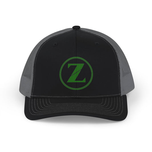 Z Logo Trucker Cap — Green Circle Snapback Mesh Hat