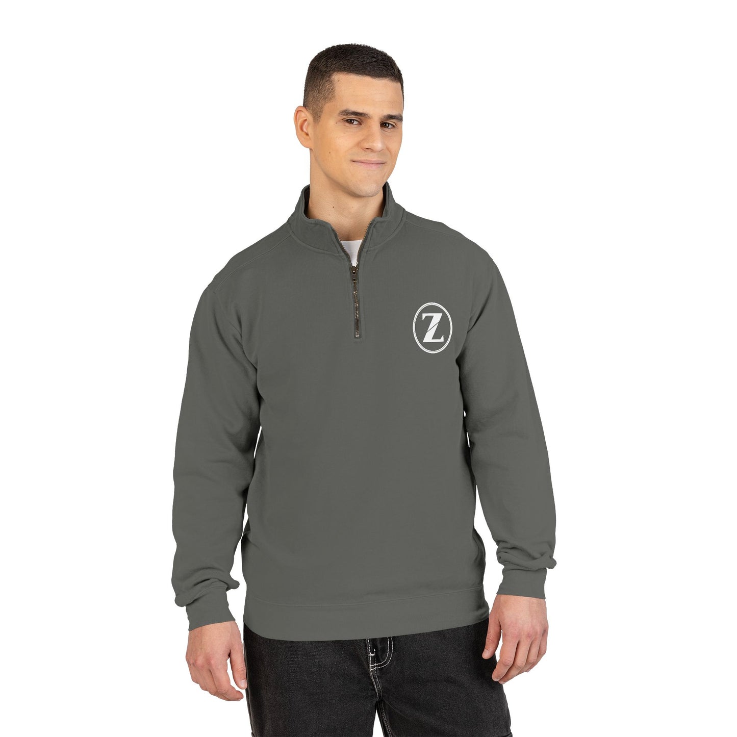 Circle Z Logo Quarter-Zip Sweatshirt | Minimal Monogram Chest Emblem