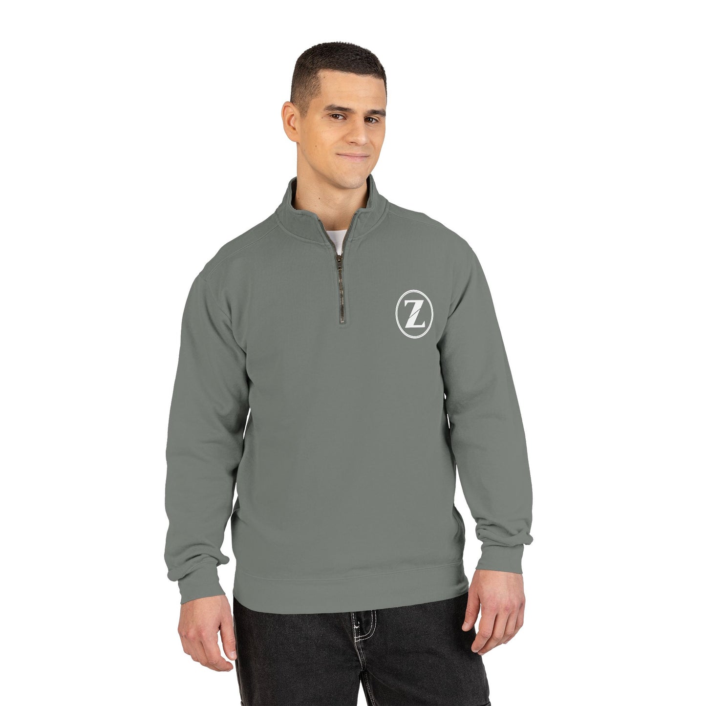 Circle Z Logo Quarter-Zip Sweatshirt | Minimal Monogram Chest Emblem